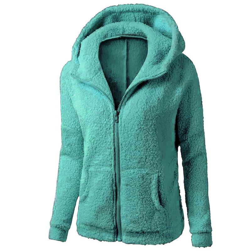 BIGWIG women's zipper hooded plush jacket with zipper pockets and lightweight fleece lining, winter warm fleece zipper jacket, cotton jacket, plush sweatshirt, autumn and winter lambskin women's hooded pullover cold-proof jacket