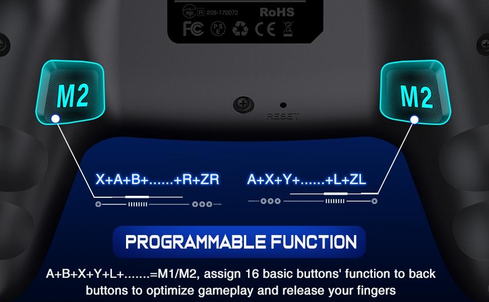 BEBONCOOL Professional Controller for Switch/Lite/OLED, Programmable Wireless Switch Controller with Wake-up, Programmable, Turbo Function, Not Suitable for Xbox and PS5 Consoles