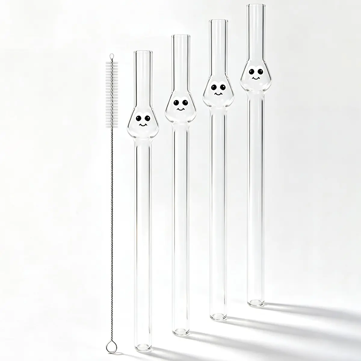 5-Piece High Borosilicate Glass Straw Set, Reusable 200x12mm Straws for Cocktails and Beverages, Perfect for Parties and Gifts