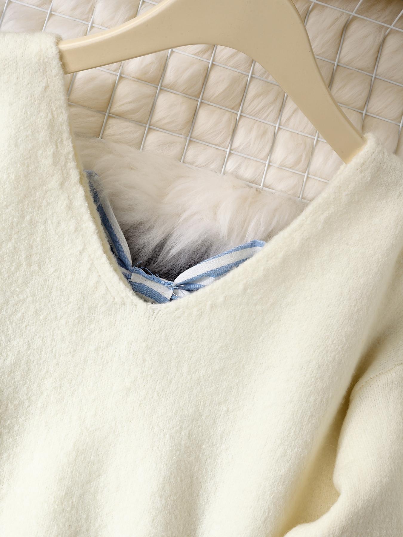 Women's Striped Bow Decor Sweater, Elegant Long Sleeve V Neck Jumper for Fall & Winter, Fashion Women's Knitwear for Daily Wear, Lady