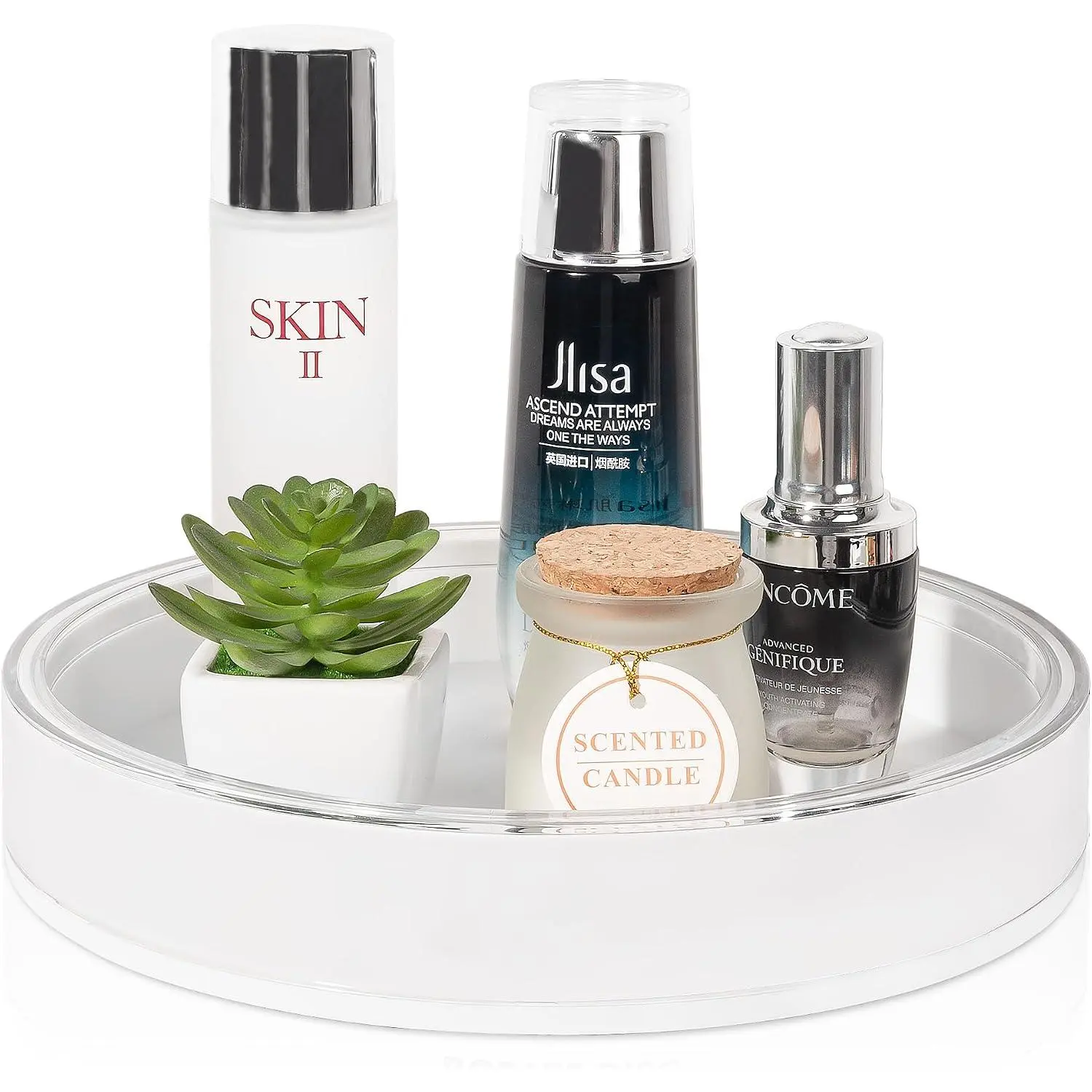 360 Rotating Makeup Organizer Perfume Tray Skincare Holder, Small White | Spinning  Storage Bathroom Countertop Organizer Lazy Susan Turntable for Dresser, , Kitchen