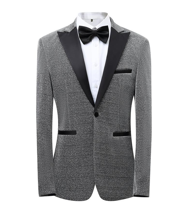Men's Slim Fit 3-Piece Color Block Suit  Notch Lapel Light Business Groom Wedding Tuxedo, Center Vent
