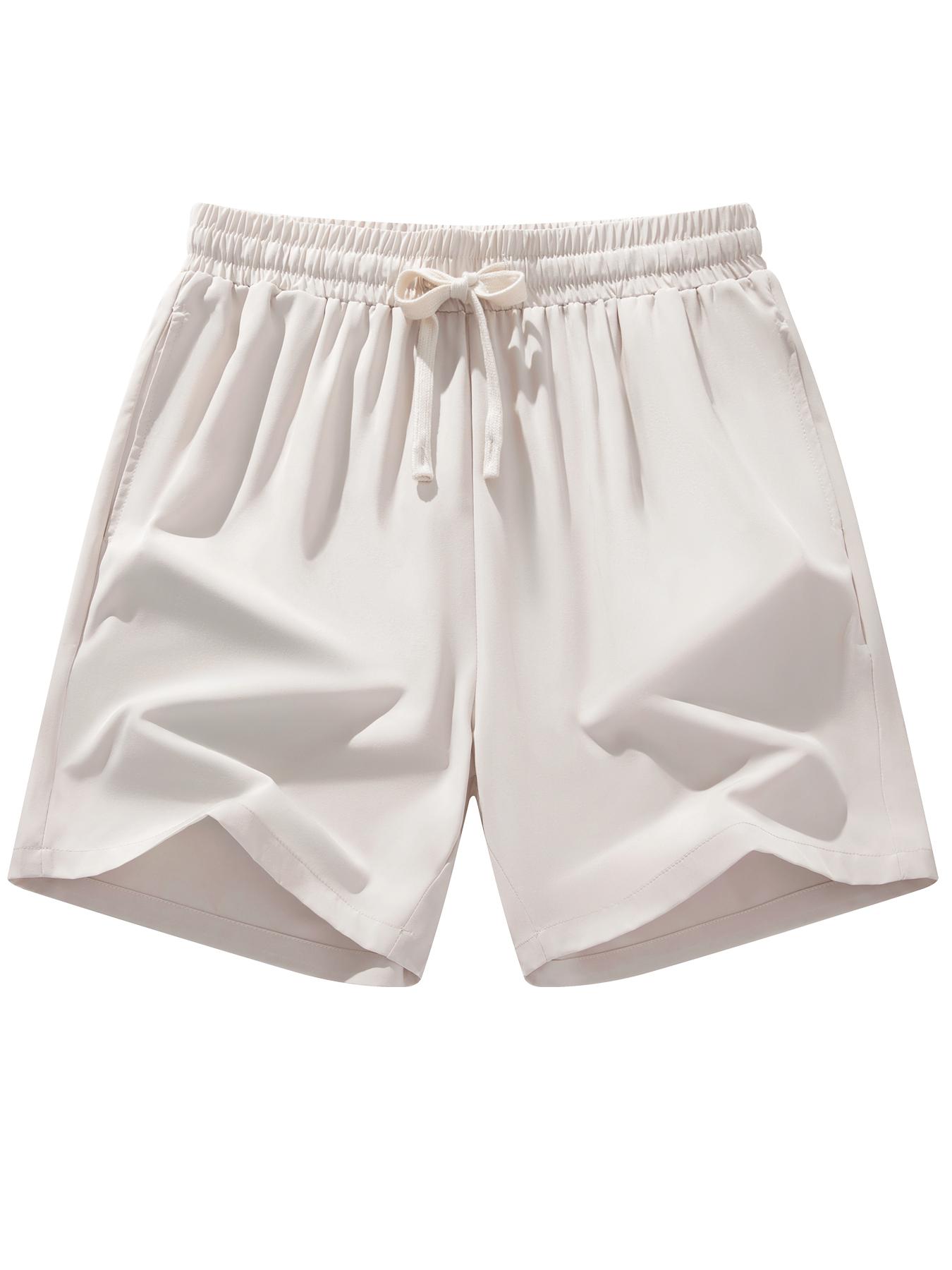 Men's Solid Color Drawstring Waist Shorts, Regular Fit Casual Comfy Breathable Shorts for Beach Vacation Outdoor Activities, Men's Bottoms for Summer, Drawstring Athletic Shorts