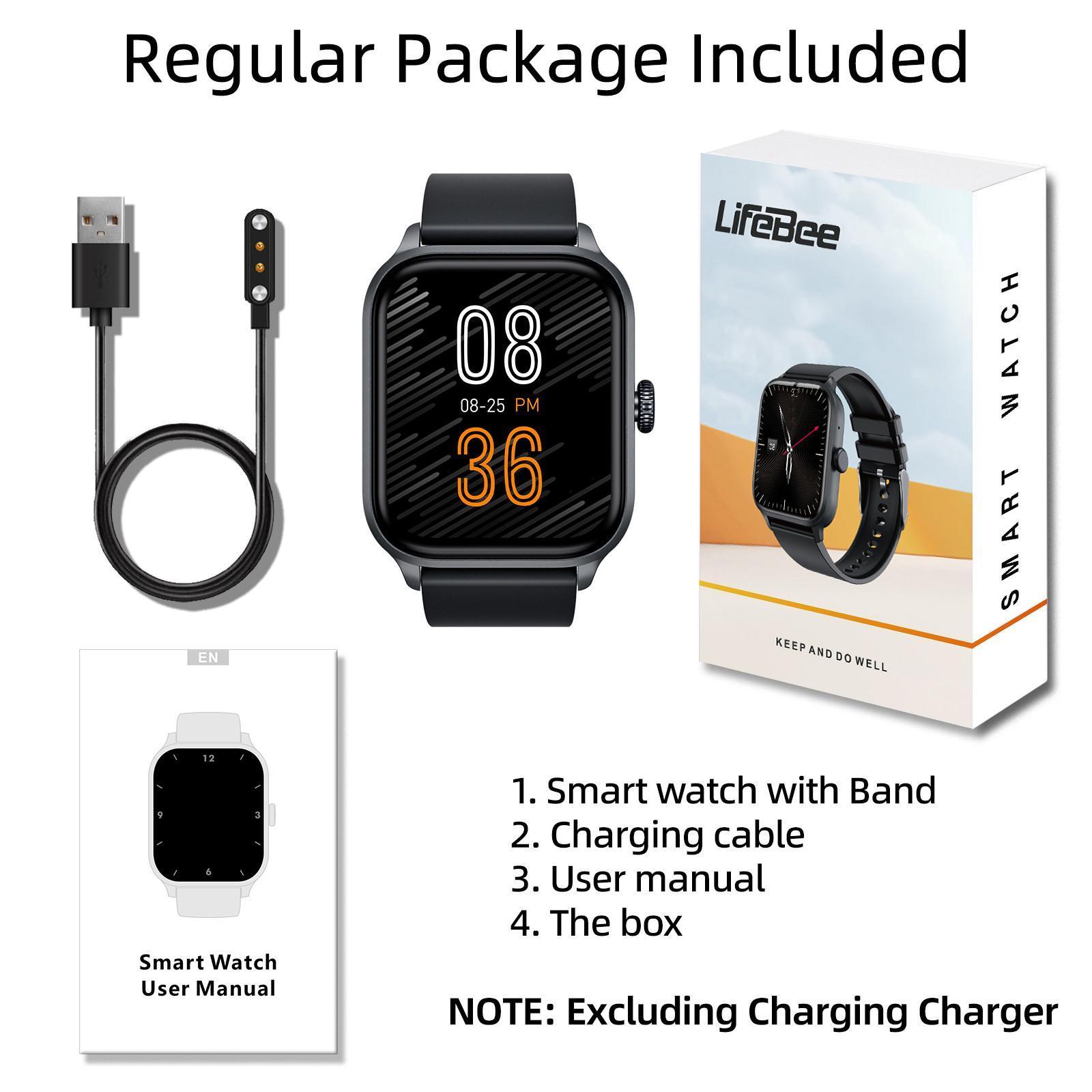 LIFEBEE Multifunctional Smart-Watch, 1 Count Fashionable 1.85Inch Wireless Calling Digital Watch, Android Watch, Fitness Watch, Sports Watch with Multiple Sports Modes for Women & Men