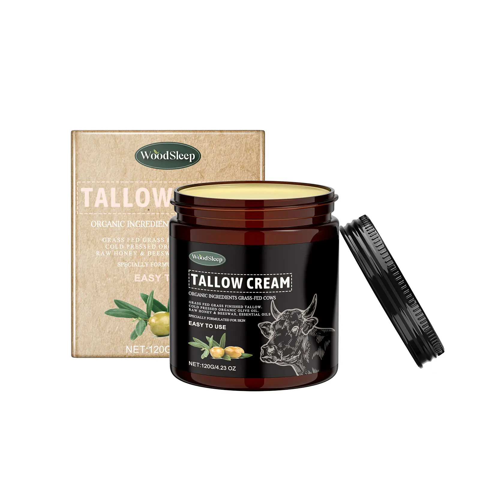 Body Moisturizers WoodSleep Beef Tallow Skin Cream, Skin Moisturizer, Acne Treatment, Hydrates and Nourishes Skin, Enhances Skin Elasticity, Holiday Gift, Birthday GiftSuitable for both men and women. Entire body skin