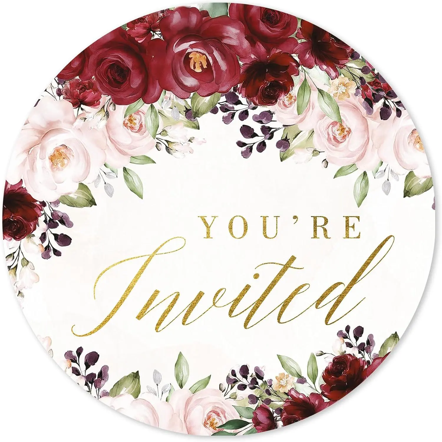 Red &  Floral You’re Invited Stickers 108 count |  Foil Envelope Seal Stickers for Weddings, Bridal Showers, Engagements,  Showers, and Invitation Cards