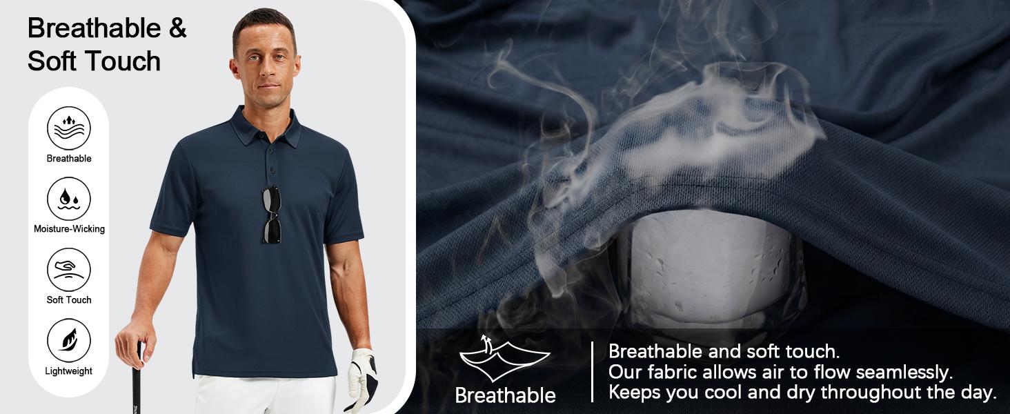 Men's Polo Shirts Short Sleeve Dry Fit Golf Shirt Casual Performance Athletic Tennis Shirts for Men