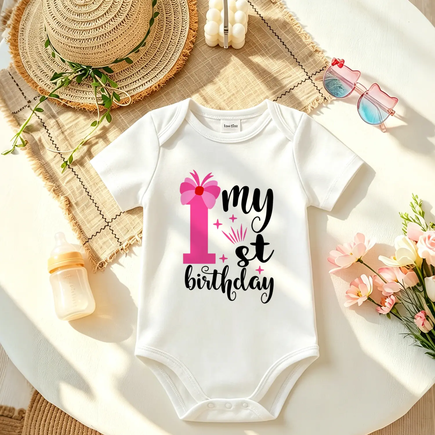 Unisex Baby Bodysuit, Minimalist Short Sleeve Stretchy Cotton Onesie with Snap Buttons, Daily Wear Loungewear for Girls & Boys