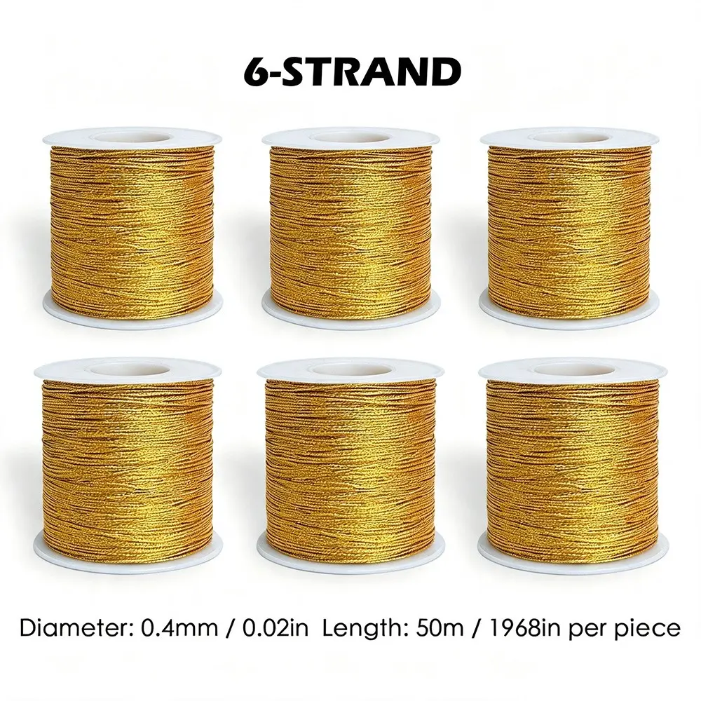 6 Strands Thread, 50m Per Roll, Ideal for Embroidery, Crochet, Sewing, DIY Crafts, Metal Sheen Yarn for Handmade Projects