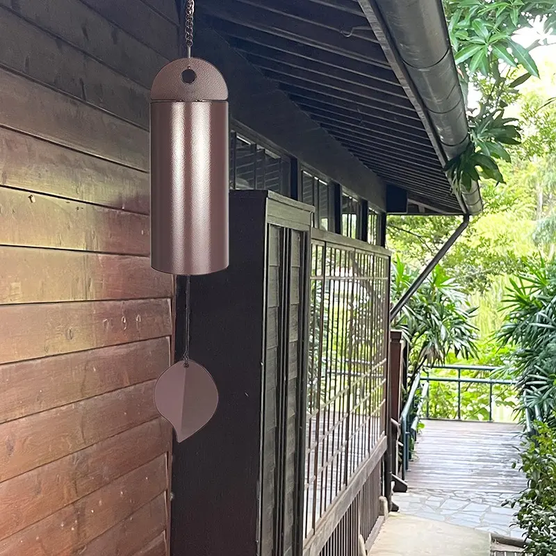 Deep Resonance Serenity Bell Metal Cylinder Wind Chimes, Outdoor Windbell, Deep Tone Garden Wind Chimes, Patio and Terrace Decor, Windchime