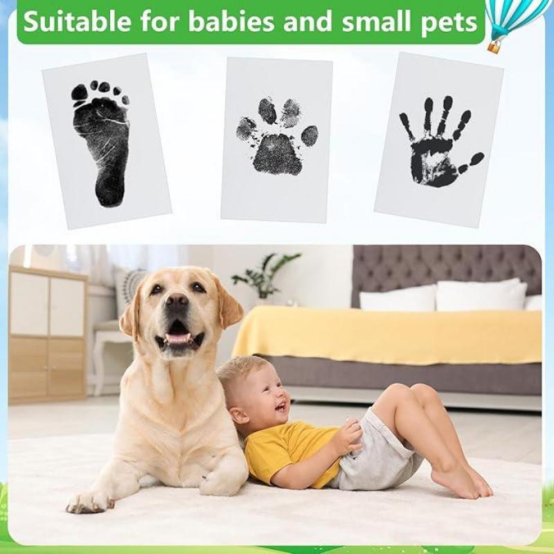 Paw Print Kit + 2 Photo Frame Inkless Hand and Footprint Kit for Dogs & Cats Mess-Free Clean Touch Ink Pad Multi-pet Capability Easy-to-Use Pet Memorial Keepsake Non-contact Usage