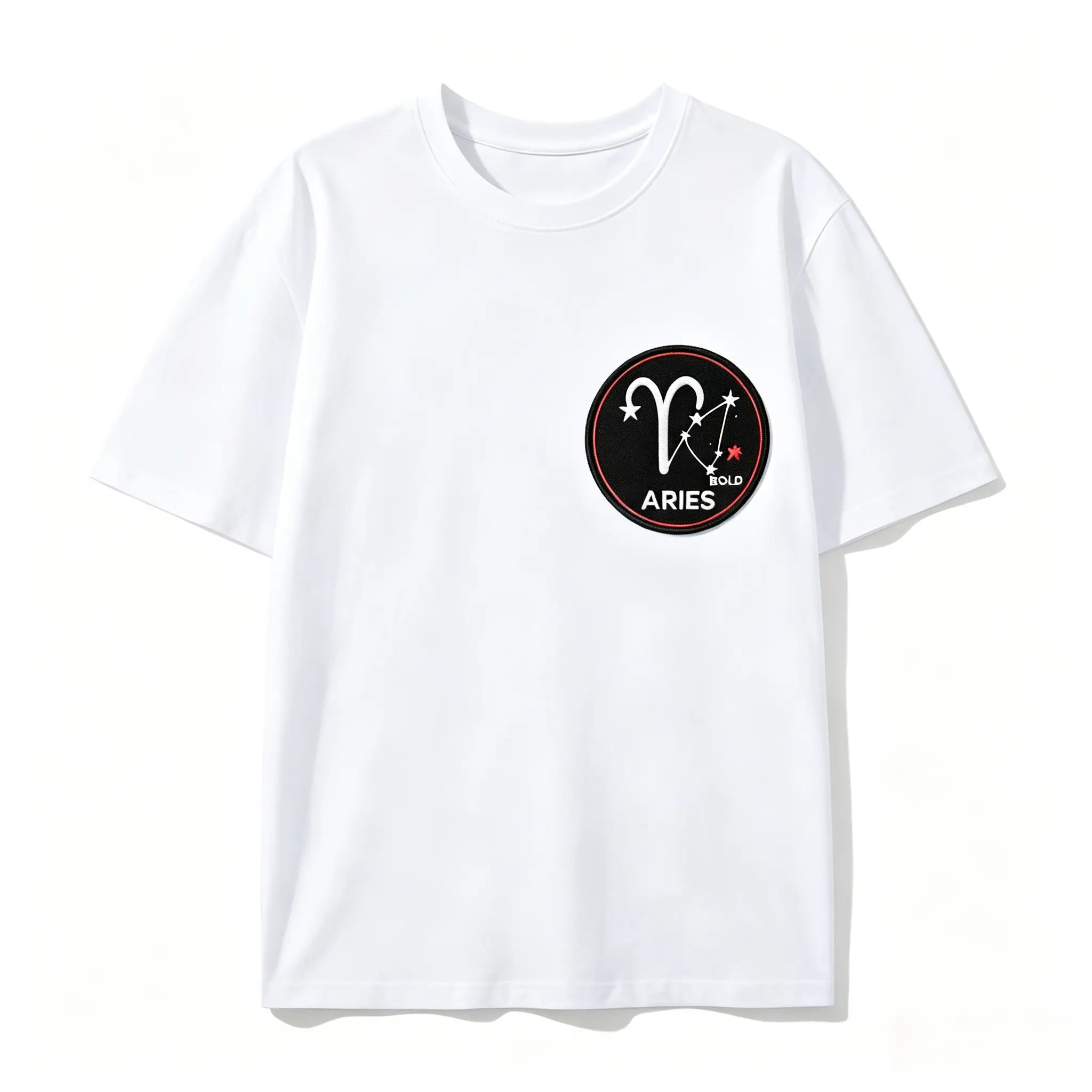 Men's Oversized Aries Zodiac Constellation Graphic Short-Sleeve T-Shirt - Soft, Breathable Comfort Cotton Streetwear Top, Cute Valentine Gift for Lovers