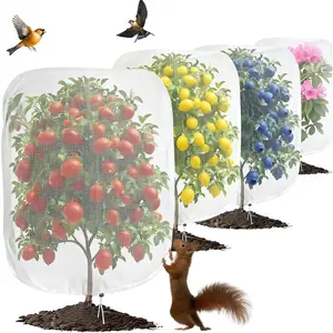 3 Pack Plant Protection Net Cover with Drawstring Bird Insect Barrier Net for Blueberry Bushes Fruit Trees Vegetables Flowers Garden Greenhouse Orchard
