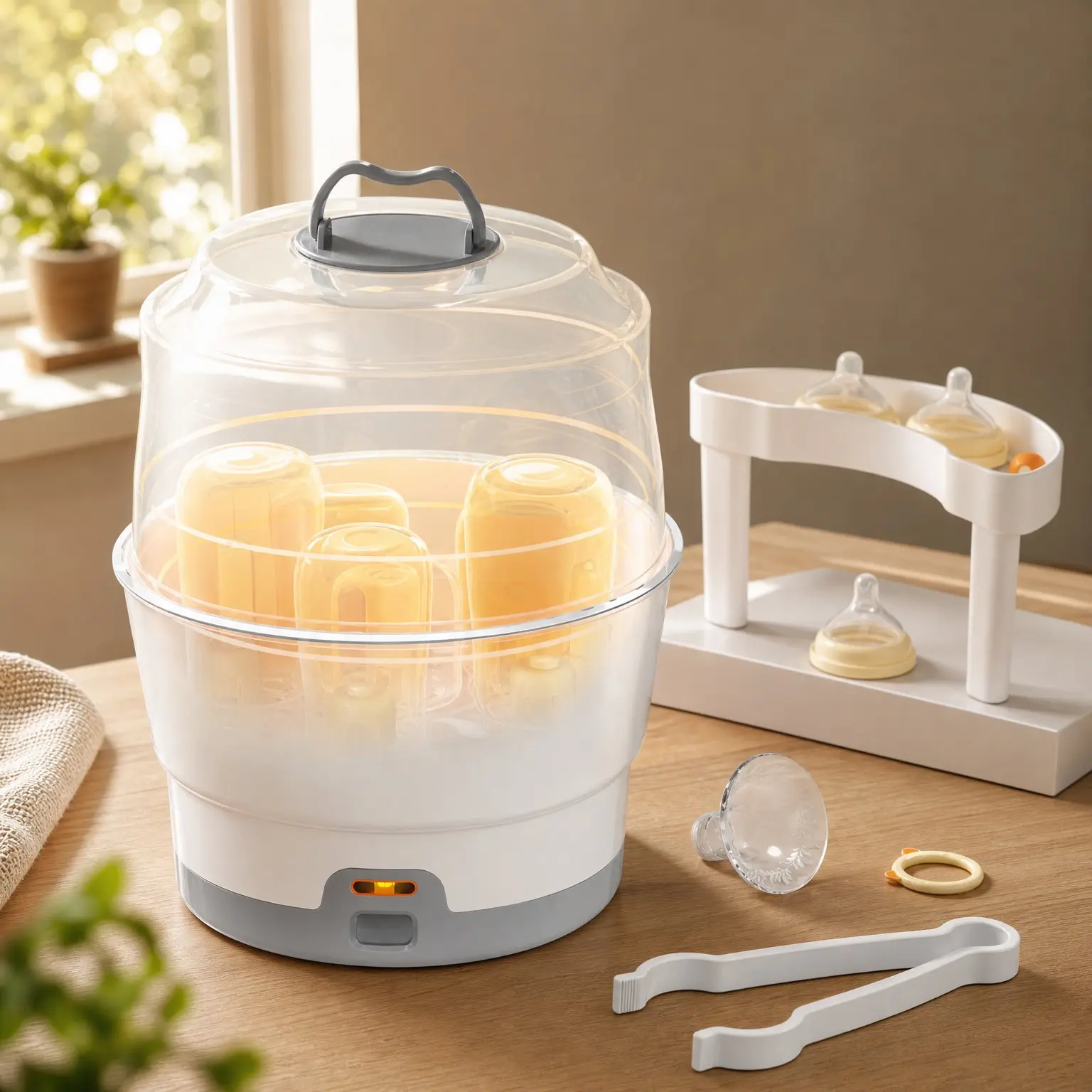 Smart-Steam Bottle Sterilizer for Baby Bottles & Breast Pump Parts | One-Touch Easy Operation, Compact Countertop Design, Fast & Full Steam Sterilization, Simple Everyday Baby Feeding Essential(Gift)