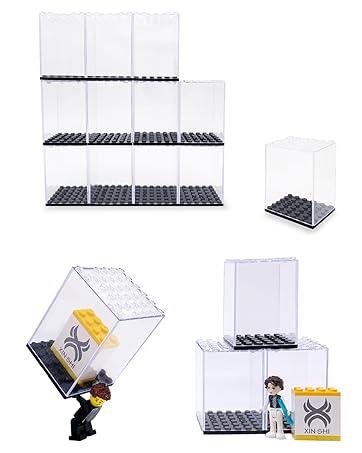 SUNDAY MIRTH Display Case for Minifigure Action Figures Blocks, Display Box Storage for Lego Minifigures, Suitable for Lego Lovers, Black
