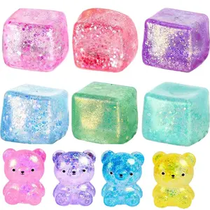 Maltose Cube Stress Squeeze Toy D ecompression Small Ice Cubes Anti Stress Slow Rebound Polar Light Colorful Squeeze TPR Block