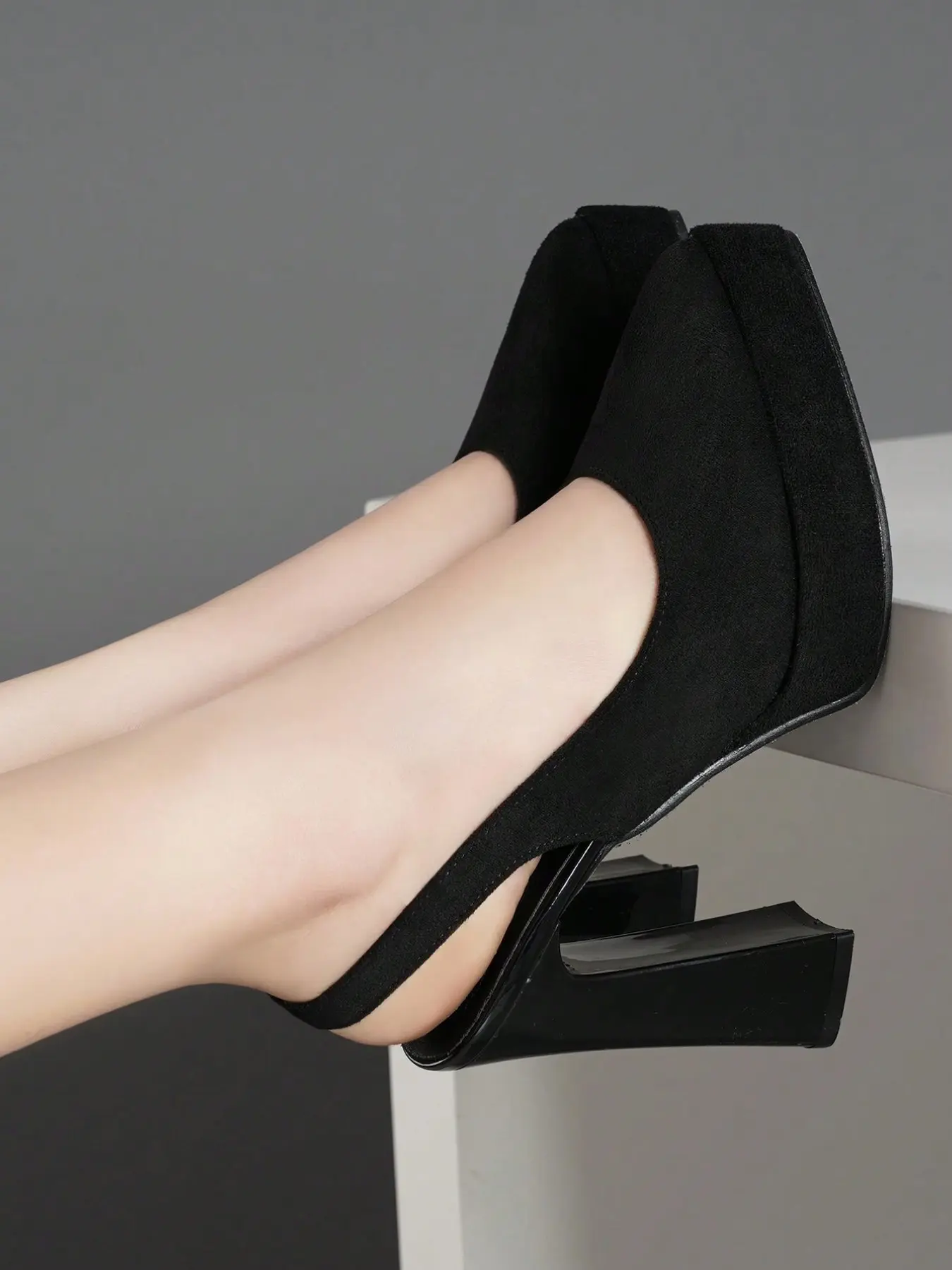 2026 Spring New High Heel Shoes, Elegant Pointed Toe, Closed-Toe, Waterproof Platform, Hollow Out Sandals, Fashionable Women's Footwear