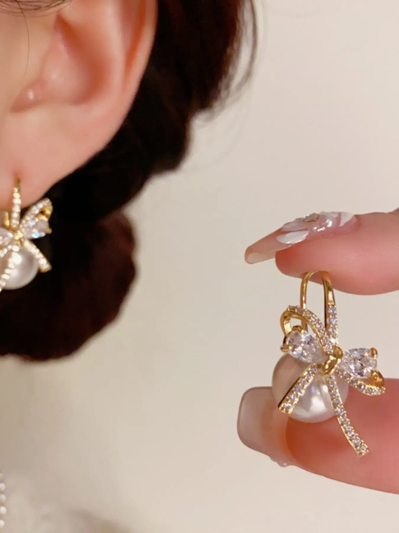 Elegant Zircon Butterfly Pearl Earrings, Dual Wear Design, Fashionable Minimalist Luxury, Versatile High-End Ear Studs, Earrings Jewelry