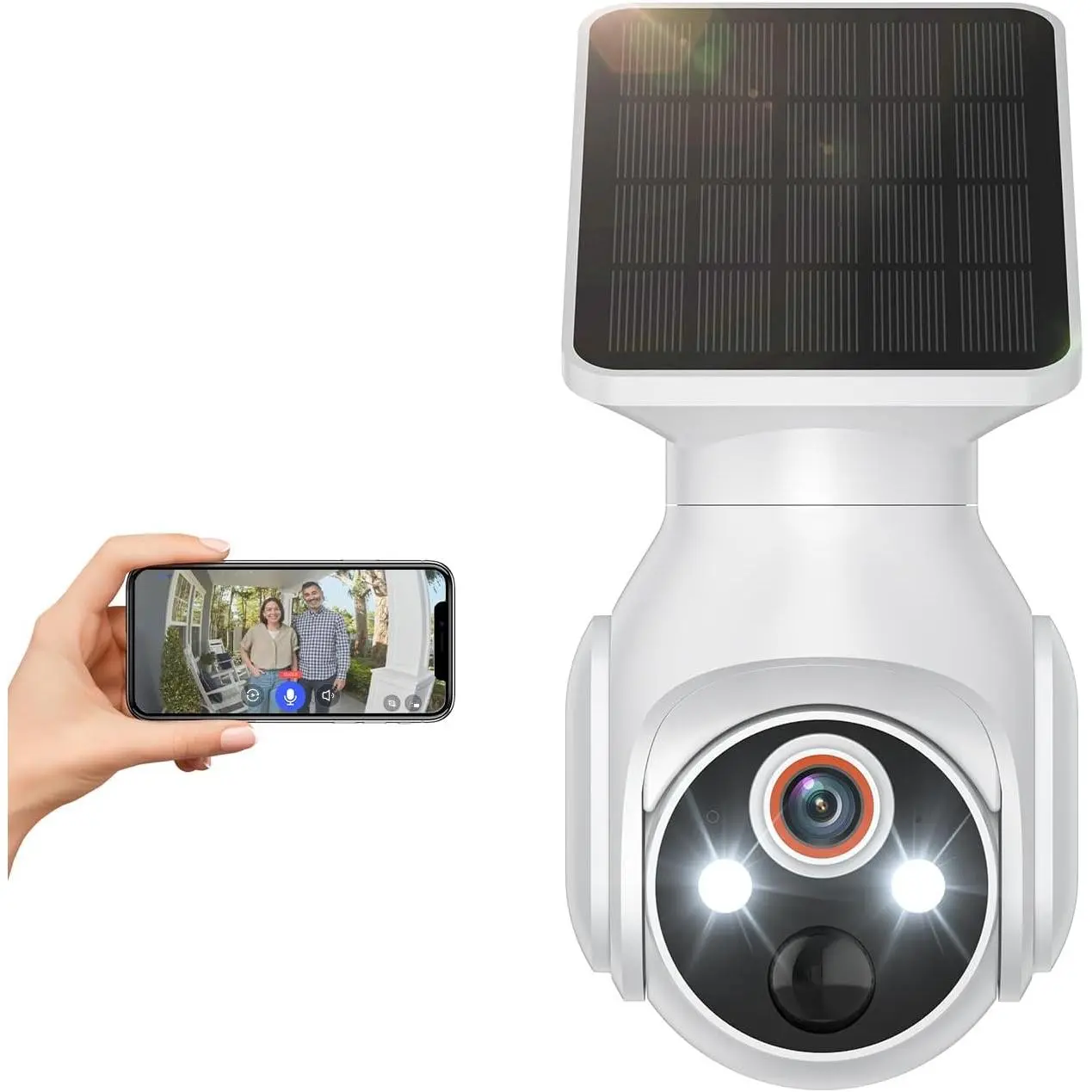 Solar-Powered 1080p Battery Camera, Security Cameras Wireless Outdoor  Home Surveillance, AI Human Detection, Cloud Storage (Sold Separately), 2.4G WiFi Only, Night Vision (White) New model