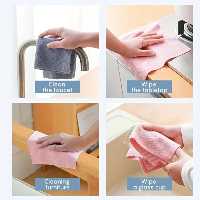 1 Roll/20pcs Reusable Microfiber Cleaning Wipes, Microfiber Cleaning Rags - High Absorbency, Durable & Machine Washable Kitchen Towels for Dishwashing, Countertops, Floors - Multi-Surface Household Cloths, Square Design