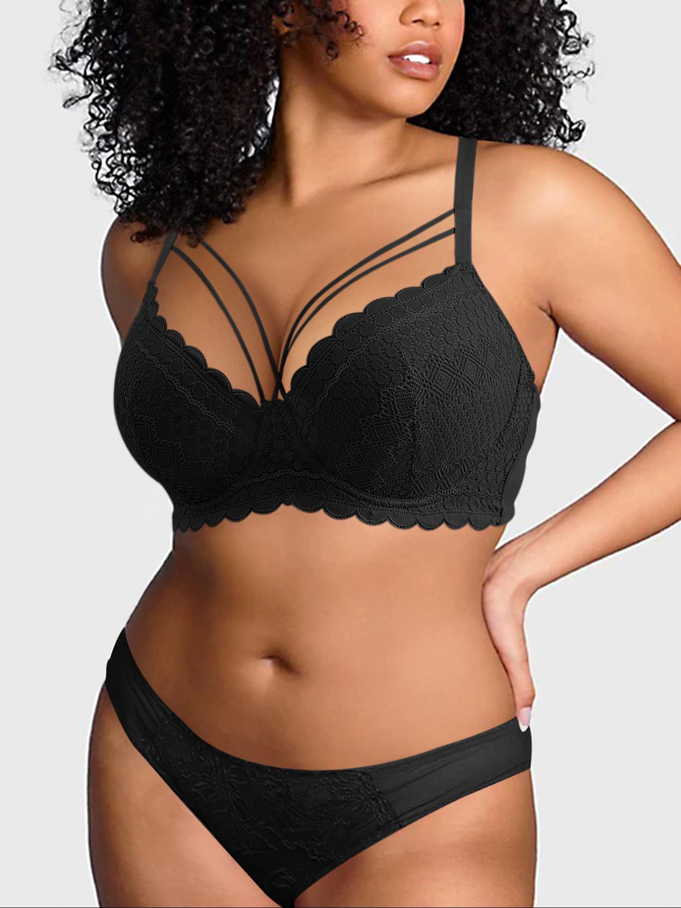 【Plus Size】 Solid Color Push Up Bra, Comfort and Fit Breathable Seamless Underwire Bra, Women's Lingerie for All Seasons