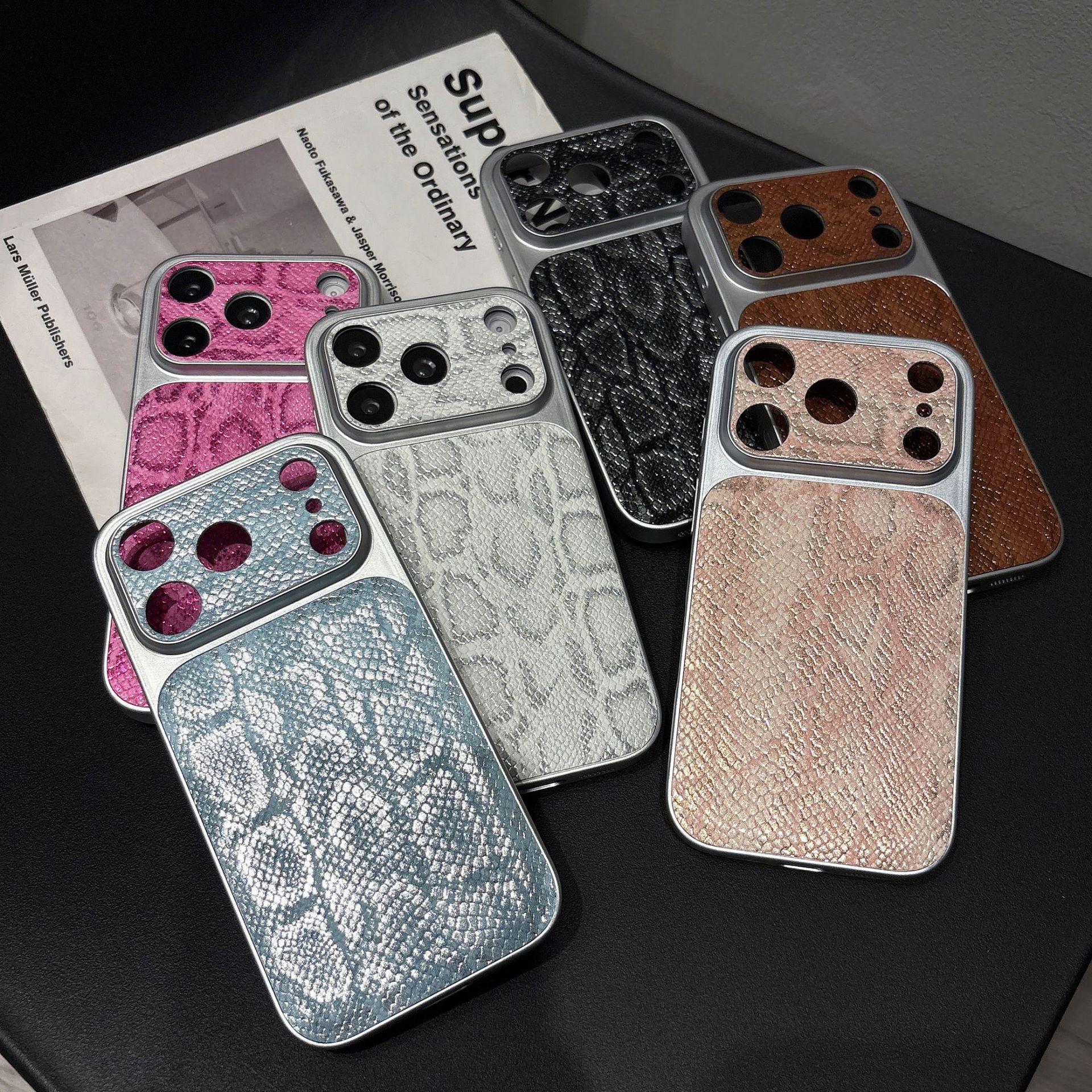 Crocodile Skin Pattern Glitter Phone Case for iPhone 17 Pro Max, 16 Pro, 15 Pro, Precise Cutouts