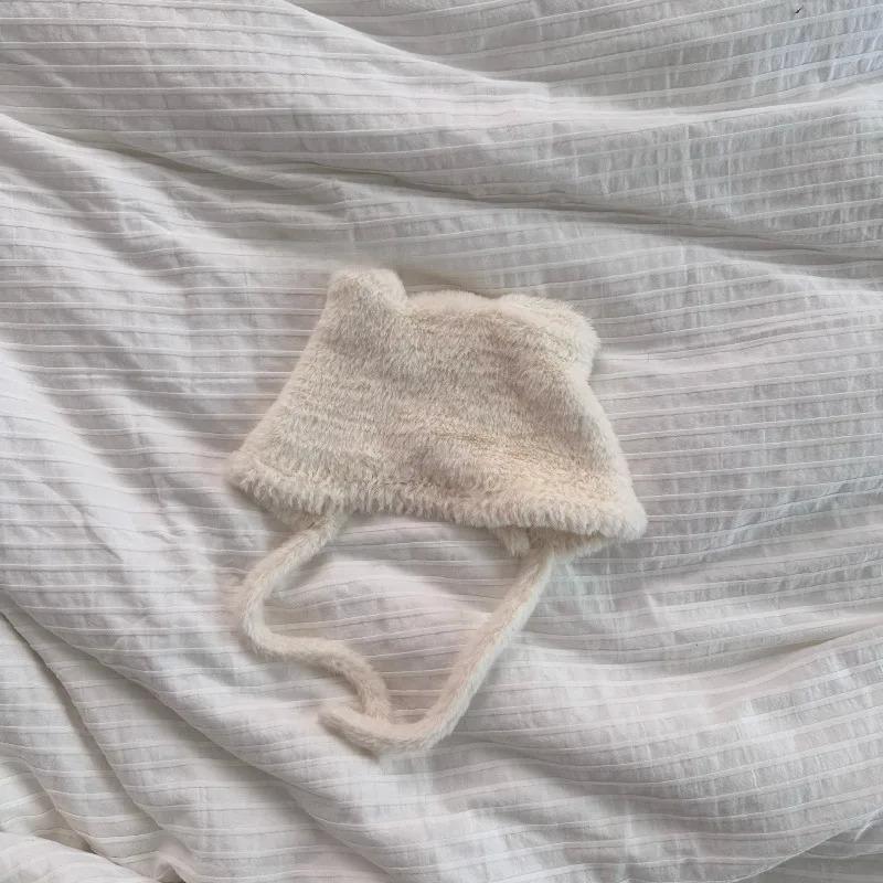 Cute Cat's Ears Women's Winter Fashion Warm Lace Up Hats,Wind Proof Ear Protection Suitable Daily Activities,walks and Shopping