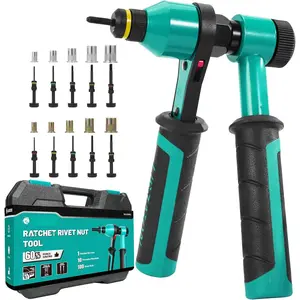 Rivet Nut Tool, Rivnut Tool, Professional Ratchet Nutsert Tool Kit, Nutsert  Kit with 10 SAE and Metric Mandrels, 100 count Rivet Nuts, Rugged Carry Case, Insert Tool Kit for Automotive