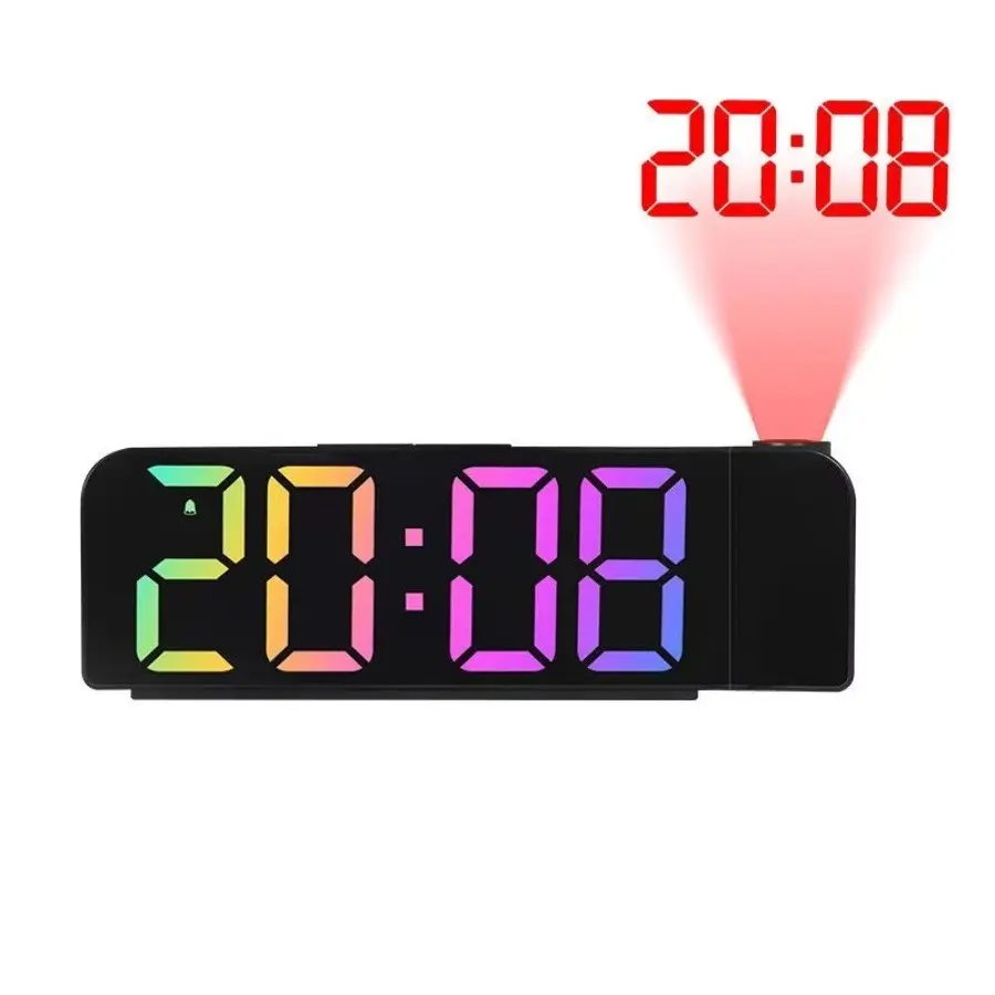 New LED Projector Alarm Clock, Large Font Colorful Display, Digital Electronic Clock, Simple Design, Modern Style, Perfect for Home Use, Projection Alarm Clocks for Bedrooms