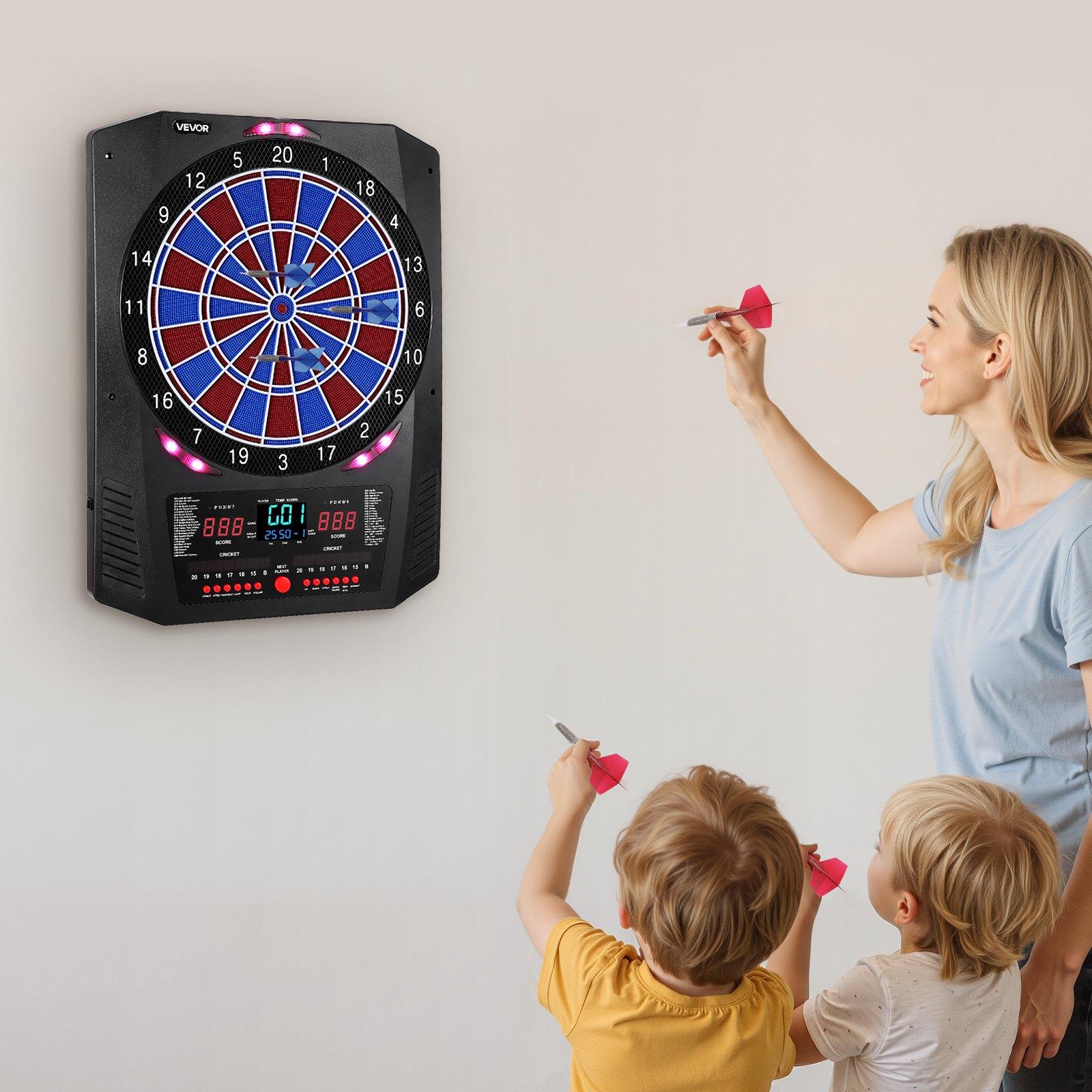 VEVOR Electronic Dart Board, 13.5" Target Dartboard with 45 Games & 474 Variations for Up to 8 Players, 6 Dart Shafts with Flights & 50 Soft Tips, Color LED Cricket Scoring Screen for Home Party Bar VEVOR Electronic Dart Board, 13.5" Target Dartboard with 45 Games & 474 Variations for Up to 8 Players, 6 Dart Shafts with Flights & 50 Soft Tips, Color LED Cricket Scoring Screen for Home Party Bar