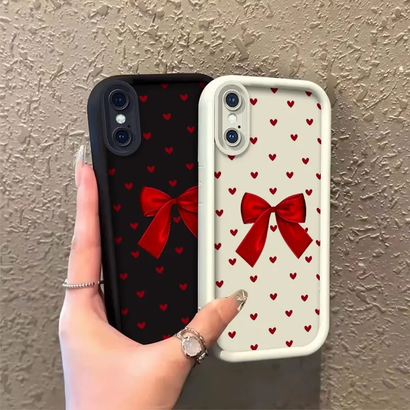 Phone case for iphone X XS XSMAX TPU Enhanced Peotection Shockproof Gorgeous Red Bow with Tiny Red Hearts Full cover protection Celestial Eye Layered Phone Case ROOJTNJI9