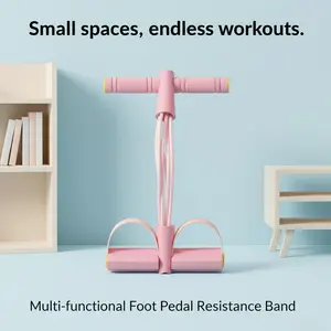 Multifunctional Pedal Resistance Band with Soft Comfort Grip & Anti-Slip Pedals Full Body Workout for Sit-Ups Yoga Abdominal Training