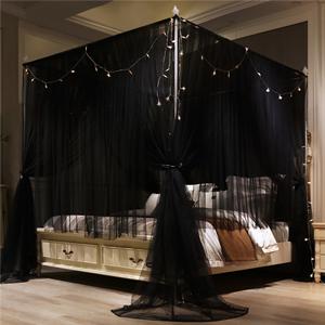 4 Corners Post Bed Layer Cozy Drape Netting 4 Opening Net for Girls & Adults Bedroom Decoration Accessories (Black, 53" W*78" L*82"*H/(Full))