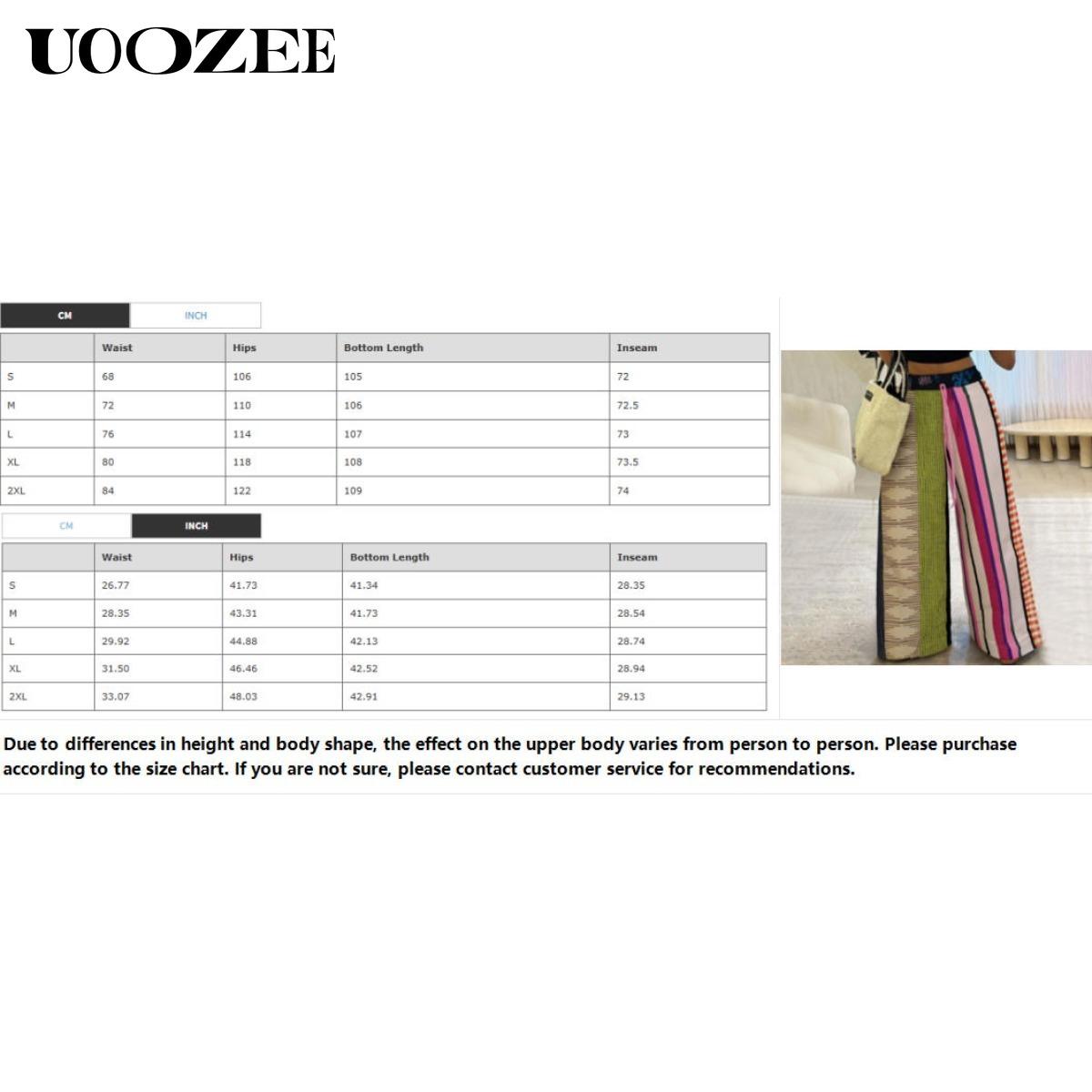 UOOZEE Women's 2026 New Spring Autumn Striped Printed Pockets Wide Leg Pants New Fashion Contrast Color Drawstring High Waisted Loose Streetwear Trousers (Smaller Waist  Fit - Check Size Guide or Order One Size Larger) Boho Casual Bottoms Colorful