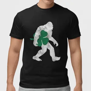 Bigfoot Shamrock Shirt Sasquatch St Patricks Day T-Shirt Funny Clover Tee