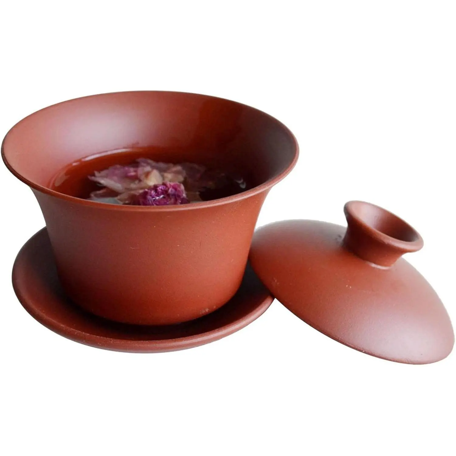 4oz/130ml Zisha Red Clay Kungfu Gaiwan Sancai Teacup Tea Bowl with Saucers Red