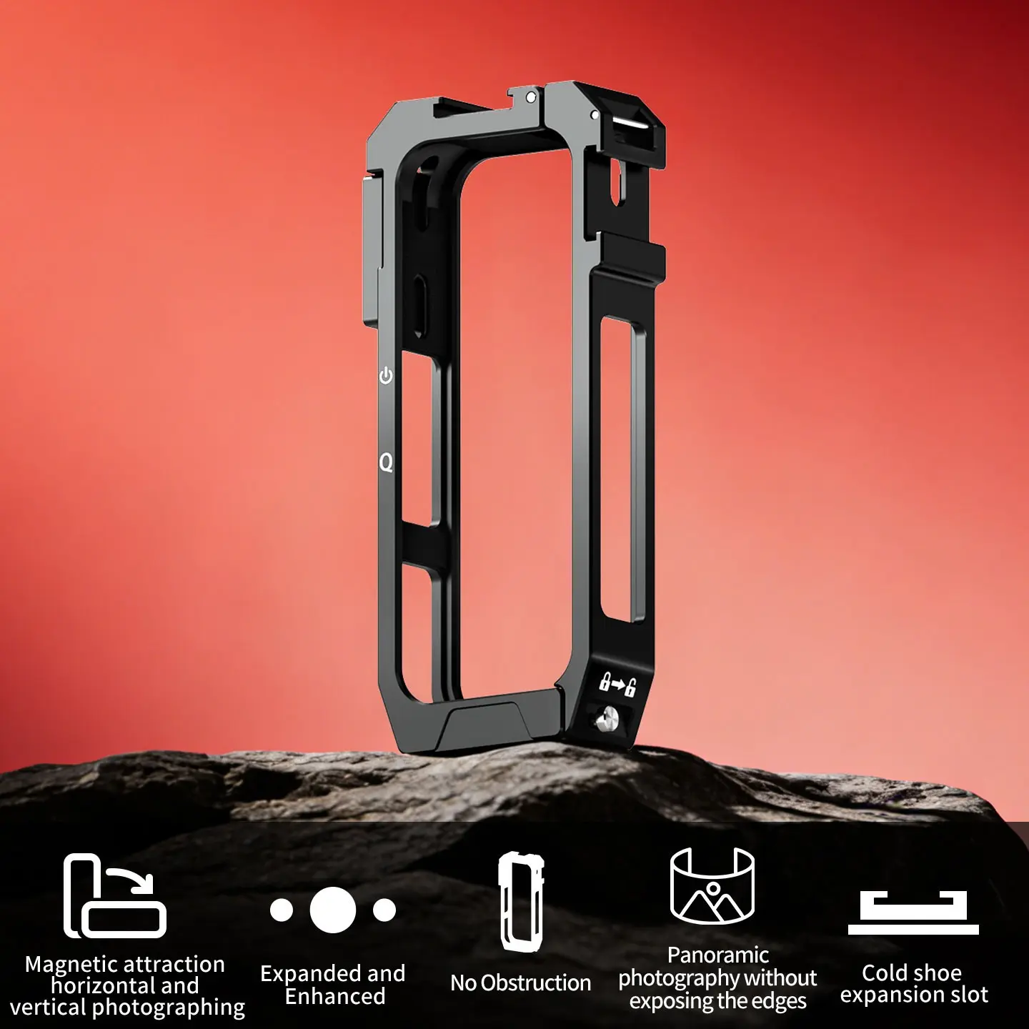 Feichao Magnetic Quick Release Rabbit Cage for Insta360 X4 Air, Horizontal & Vertical Shooting, Panoramic Support, 1/4 Inch Screw Hole for Tripod Selfie Stick, Camera Accessories