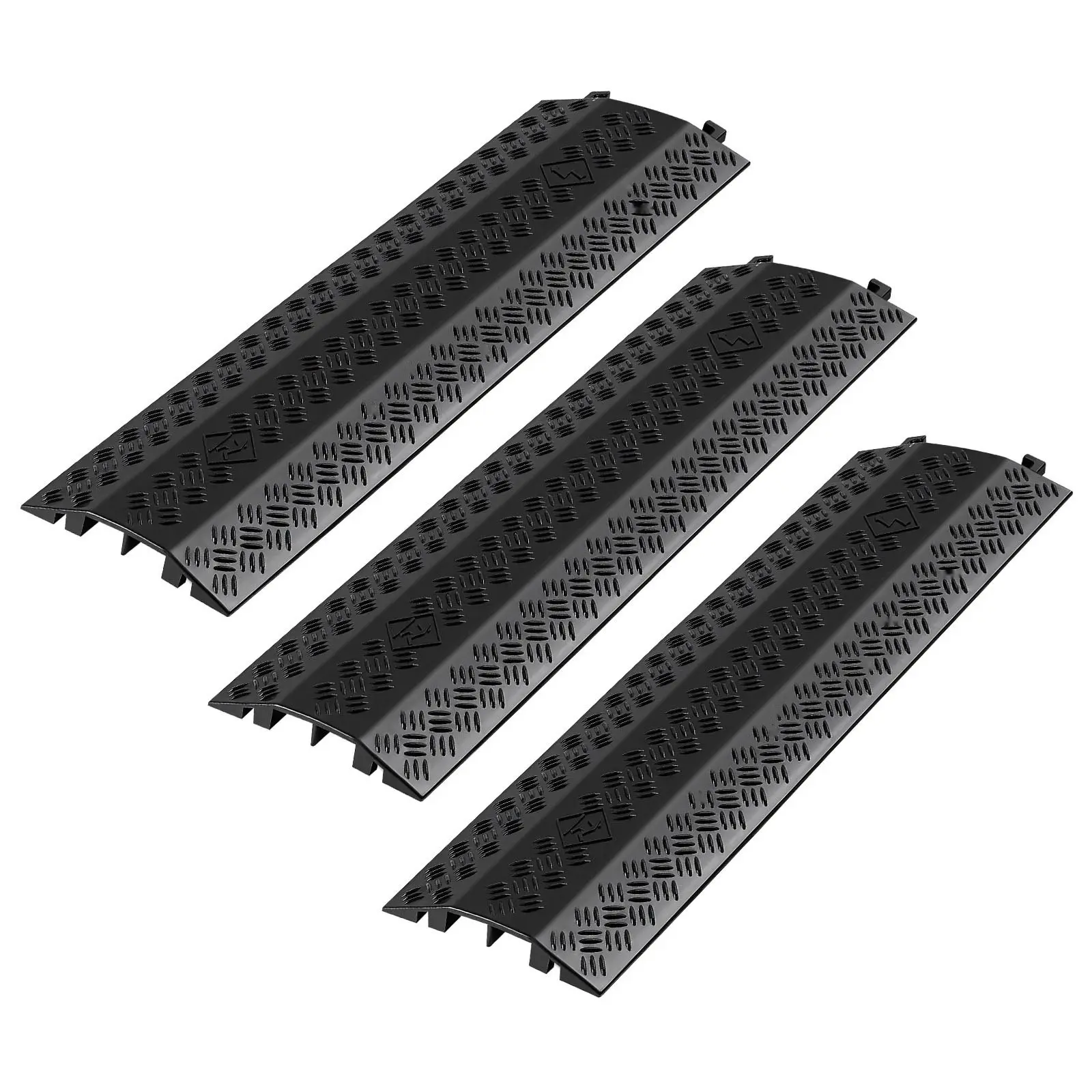 Drop-Over Cable Cover And Cord Protector Ramp, 17,500 Lbs Per Axle Load Capacity, Heavy-Duty Floor Cord Cover For Indoor Outdoor High-Traffic Areas, Home Office Garage Warehouse Use, Waterproof, Skid-Resistant, 3 Pack