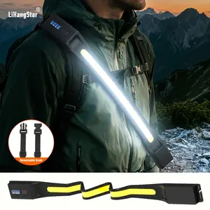 LED headlamp, USB-rechargeable COB strap light with a detachable back panel, battery level indicator, and magnetic work light; ideal for camping, hiking, cycling, and repairs