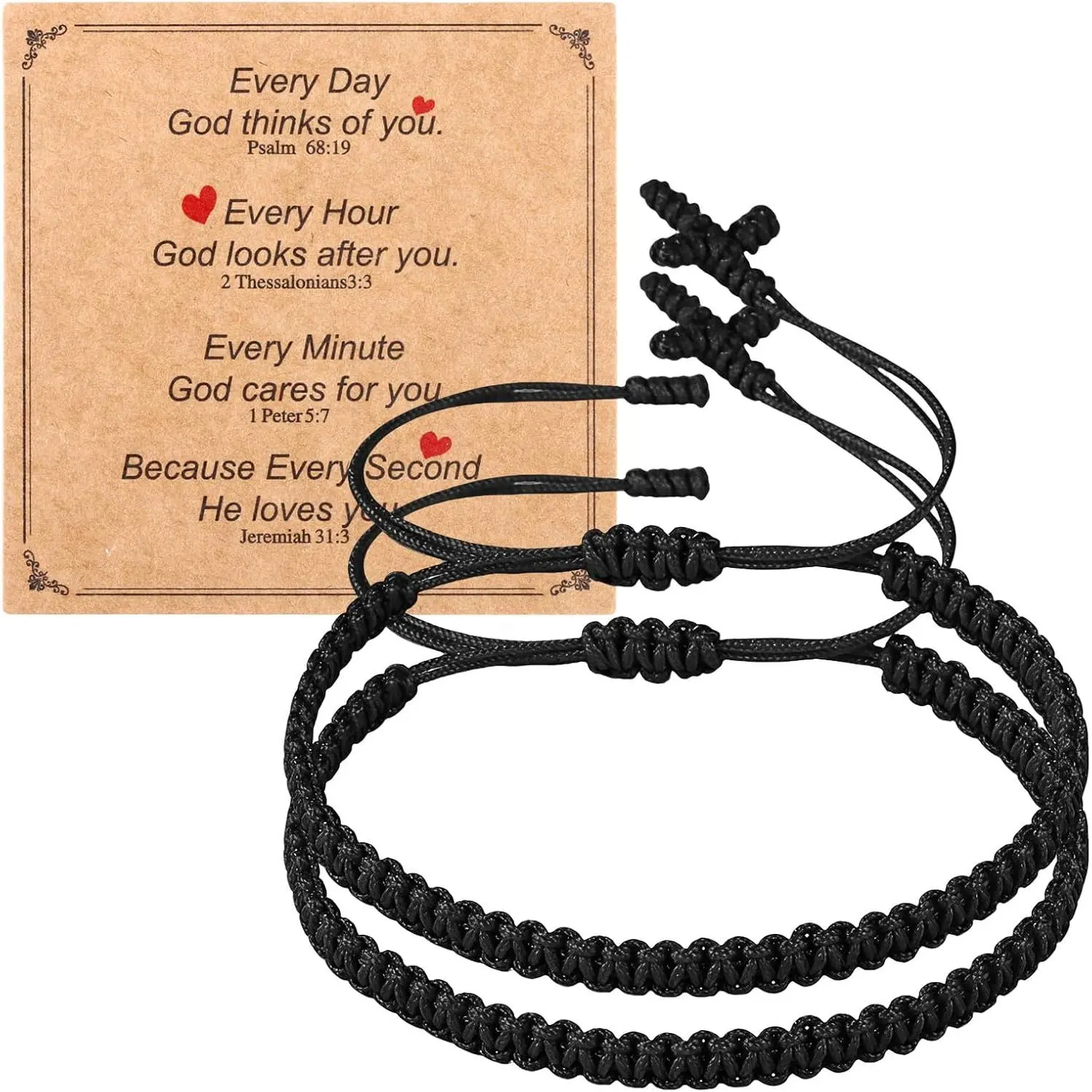 2 count  Bracelet Adjustable Braided Rope  Christian  Bracelets Matching Couple Black  Red String Lucky Anklet Wristband Easter Gifts