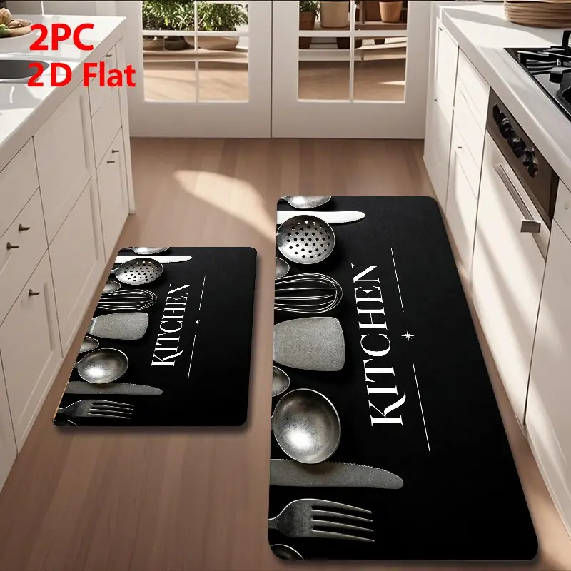 Kitchen Mat Set for floor 2/3 Piece, Simple Light Luxury Kitchen Rug with Decorative, Non Slip Kitchen Rugs and Mats for Kitchen, Entryway, Bathroom, Laundry Room, Hallway