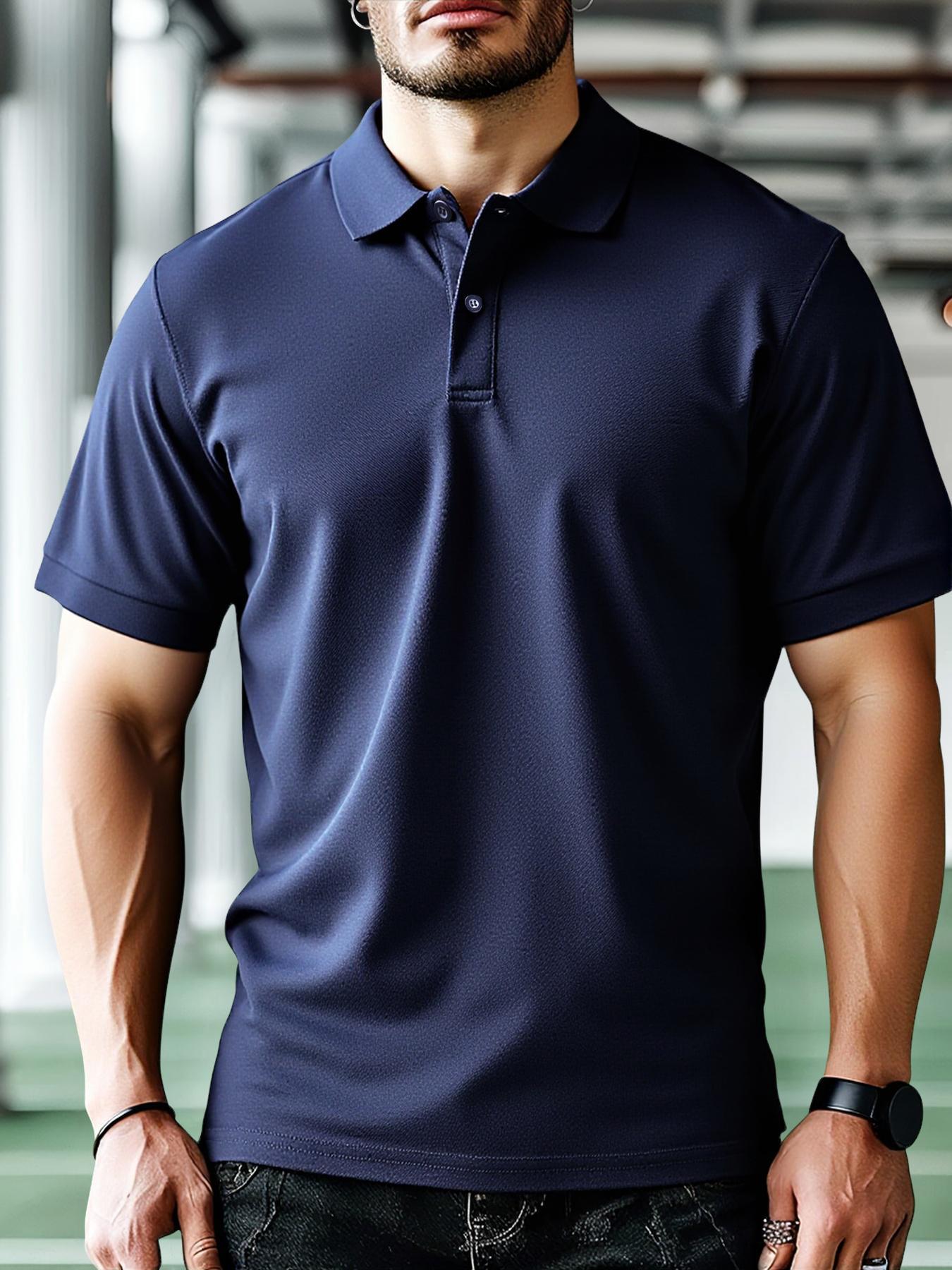 Men's Regular Fit Solid Color Pique Polo Shirt, Casual Short Sleeve Collared Top for Summer, Fashion Men's Clothes for Daily Wear, Tropical