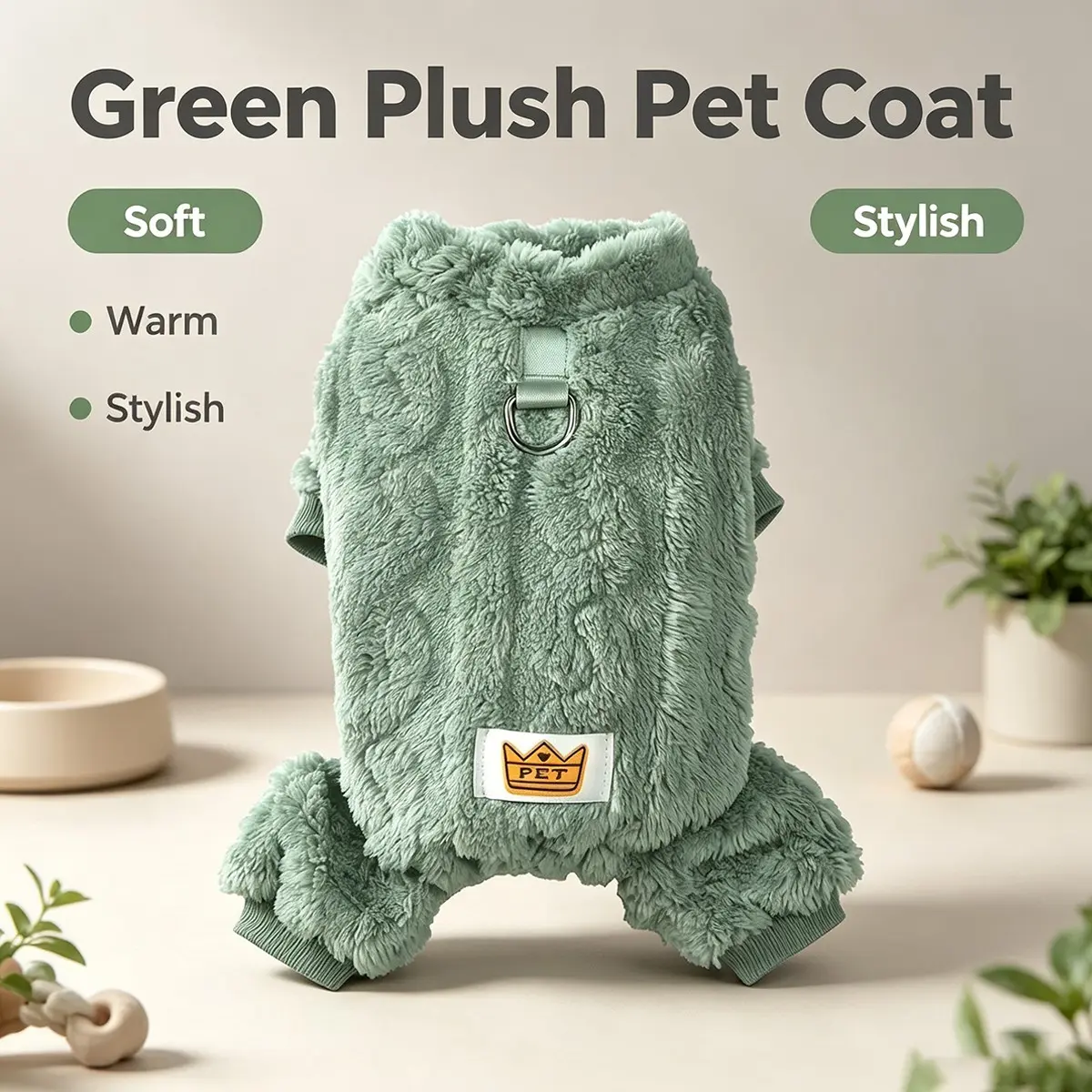 New Fall Winter Thick Plush Full Body Pet Coat, Warm and Windproof, Soft and Non-Irritating, Fits Small Dogs and Cats, Multiple Sizes Available