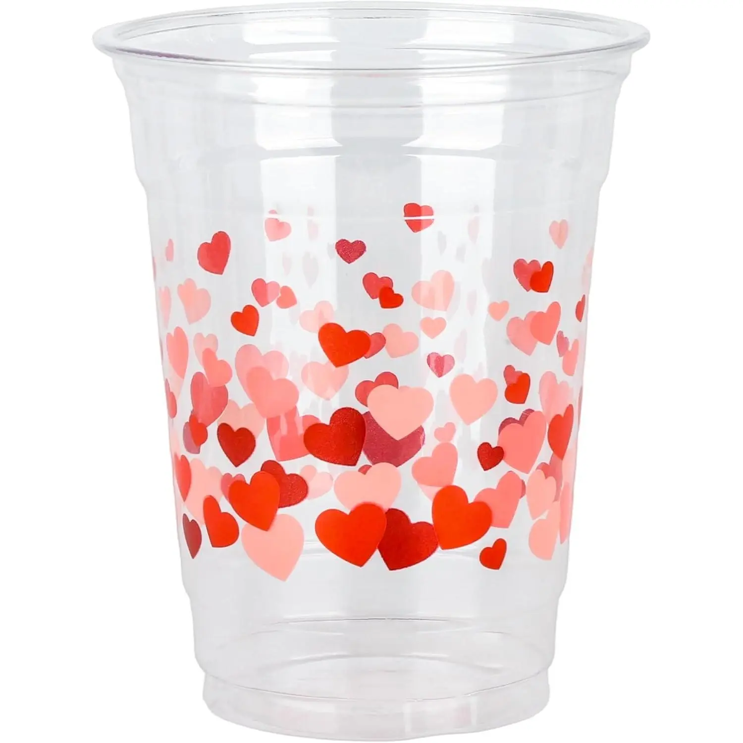Red Pink Hearts Cups Valentine's Day Cup 12oz Love Is In The Air Disposable Clear Drinking Cups for Galentine's Anniversary Wedding Supplies (50, Hearts)