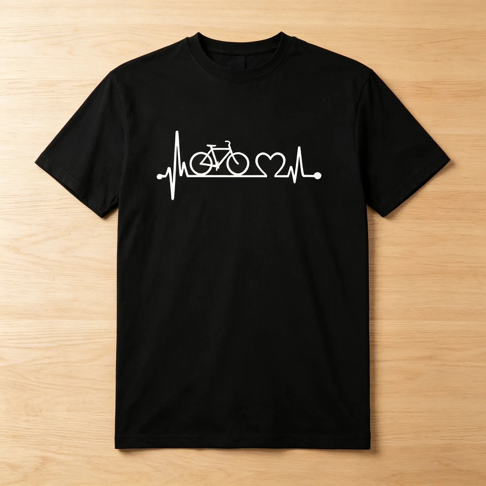Mens Womens Unisex Bicycle Heartbeat Pulse Graphic T Shirt Summer Cycling Bike Lover Short Sleeve Top Casual Activewear Clothing Apparel Classic Fit Teenagers Outfit