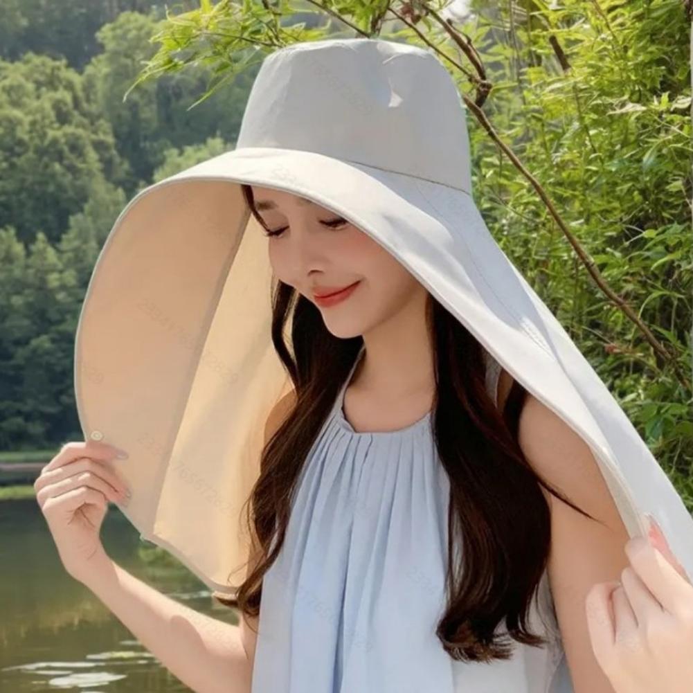 [Mother's Day Gifts]Summer Outdoor UV Protection Sun Hat for Women, Neck Flap Beach Cap, Lightweight & Breathable Wide Brim Design