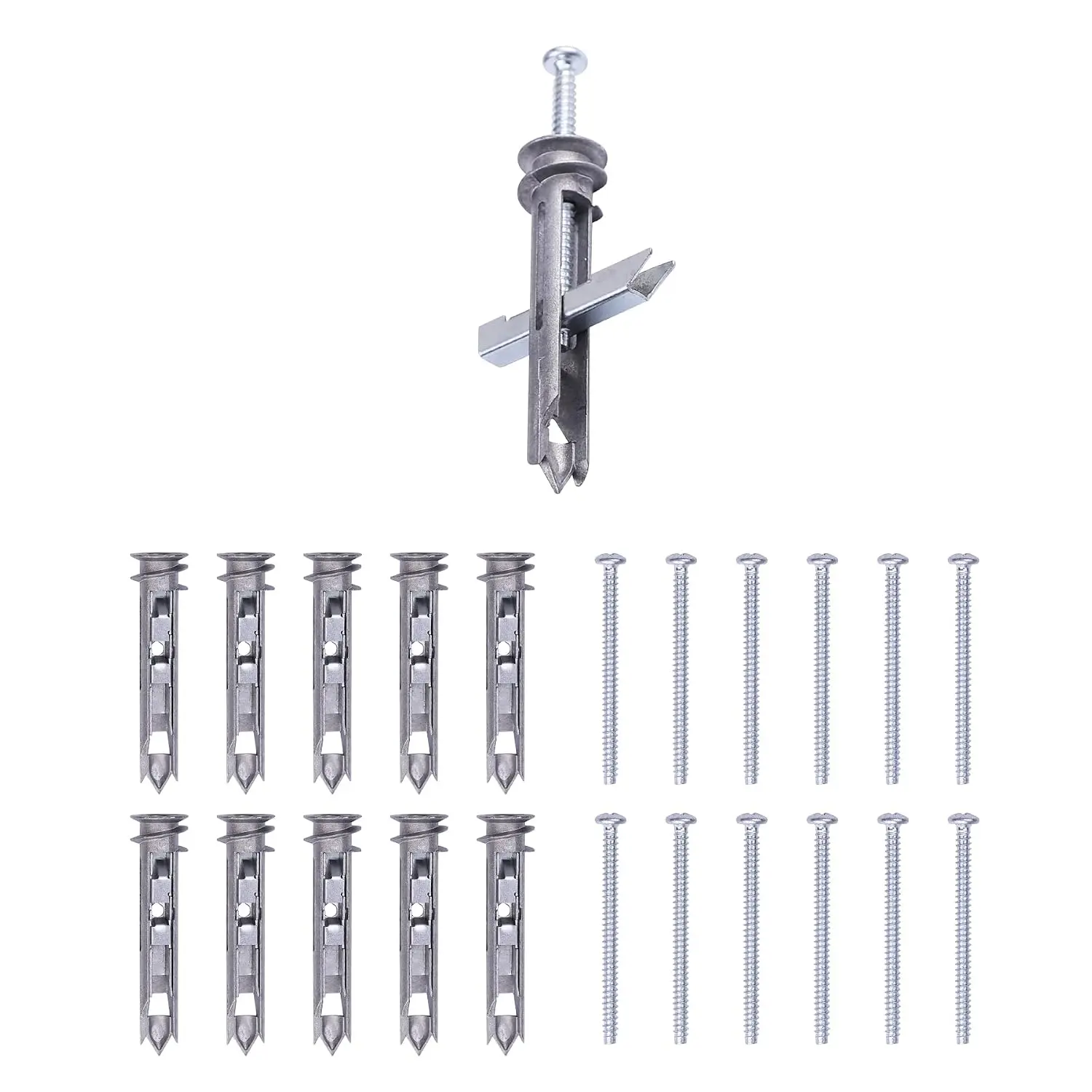 Heavy-Duty Zinc Drywall Anchors Kit, Including 10 Pack Self-Drilling Toggle Anchors and Screws, Hangs Up to 100lb, Toggle  for Hollow Walls