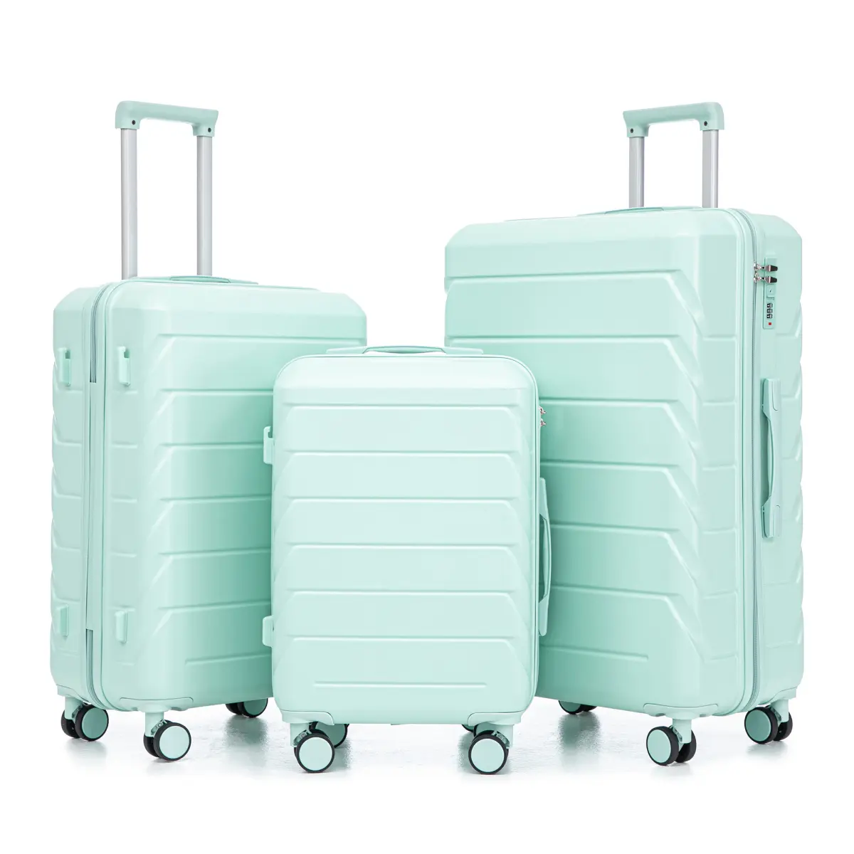 3-Piece ABS Luggage Set with Spinner Wheels & TSA Lock - Durable 20/24/28 Inch Hardside Suitcases for Family Travel