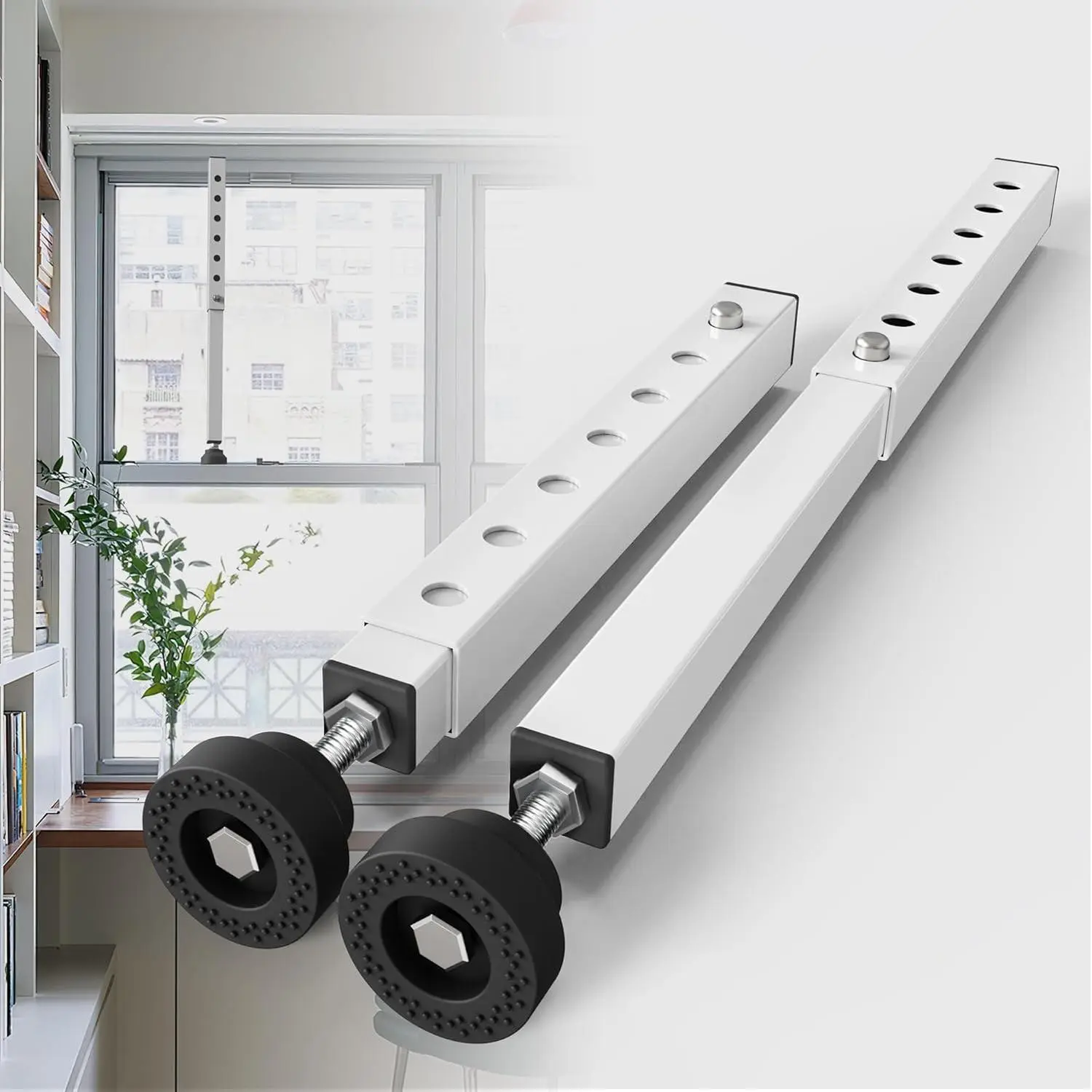 1 Pack Small Window Security Bars Adjustable 11"-18", Short Sliding Window Lock Bar for Small Windows, Child Safety & Anti-Theft Window Bar with Rubber Base for Bathroom & Basement Windows - White