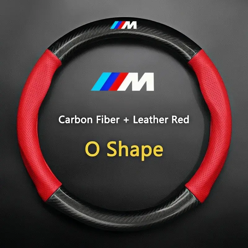 Universal Car Steering Wheel Cover, Carbon Fiber Leather, Anti-Slip, Stylish Design, Compatible with Bmw M Models, Car Accessories